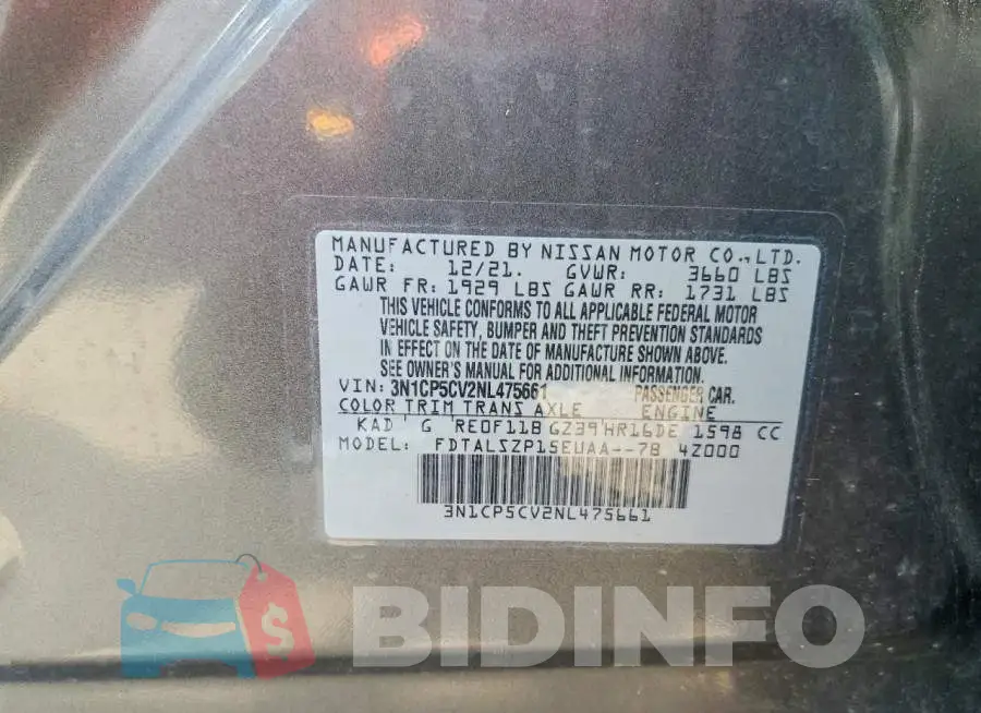 3N1CP5CV2NL475661 Photo# 13