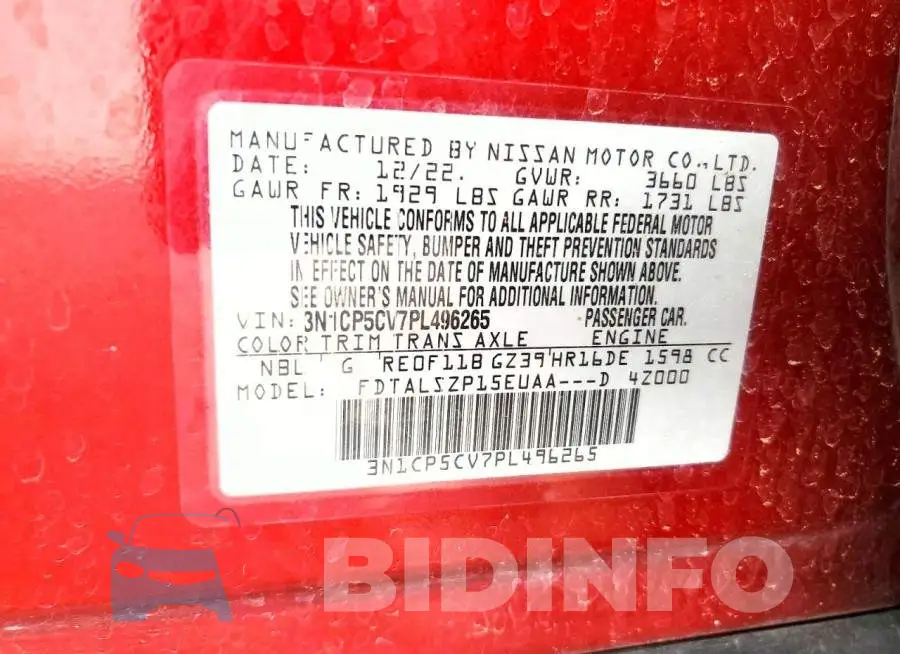 3N1CP5CV7PL496265 Photo# 12