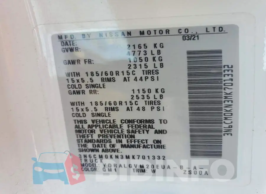 3N6CM0KN3MK701332 Photo# 12