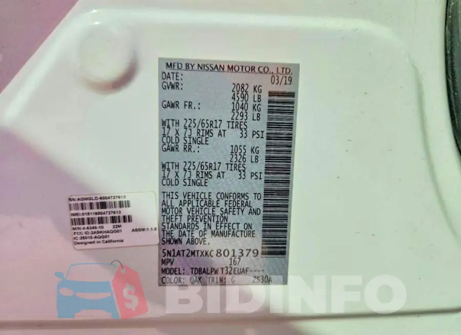 5N1AT2MTXKC801379 Photo# 13