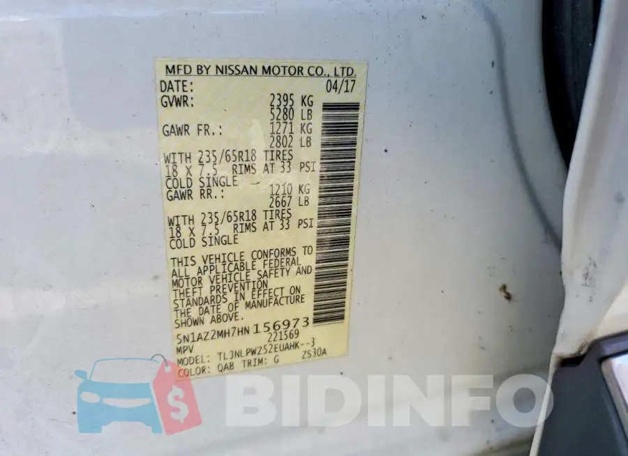 5N1AZ2MH7HN156973 Photo# 13