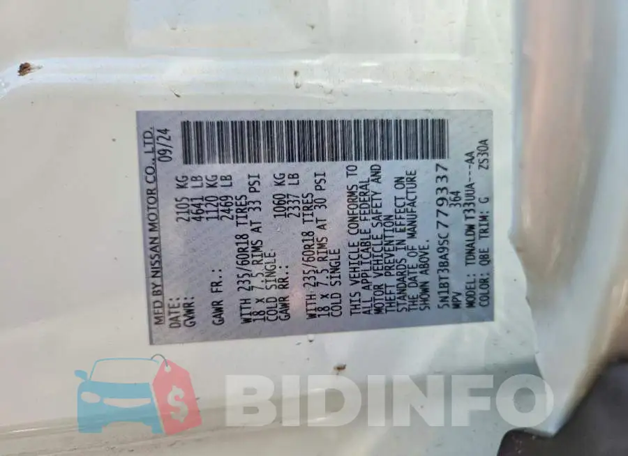 5N1BT3BA9SC779337 Photo# 14