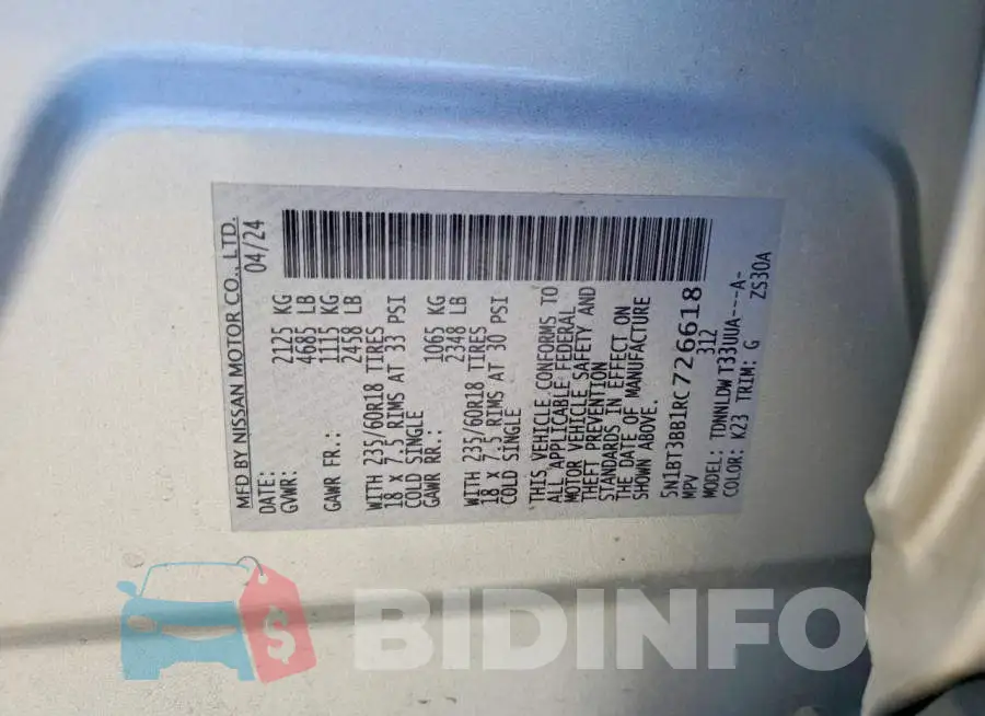 5N1BT3BB1RC726618 Photo# 14