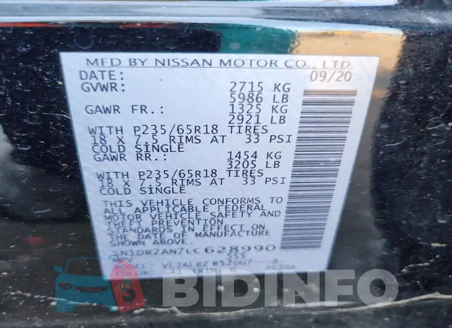 5N1DR2AN7LC628990 Photo# 13