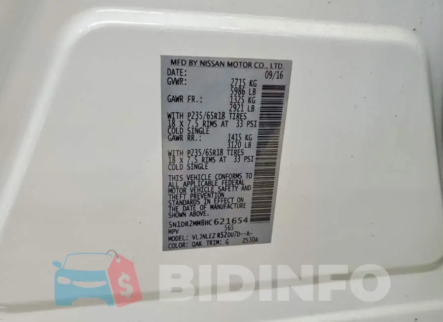 5N1DR2MM8HC621654 Photo# 13