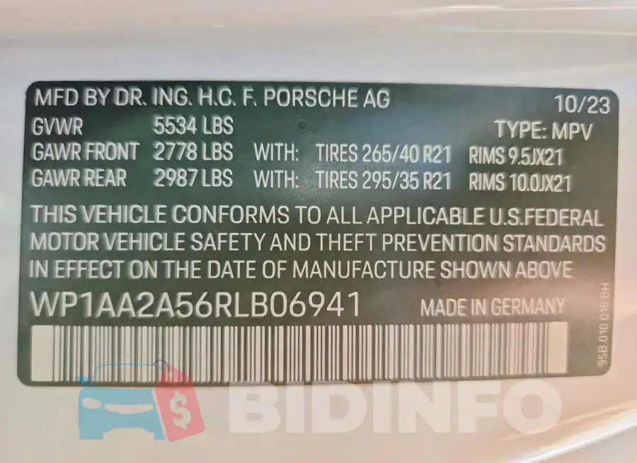 WP1AA2A56RLB06941 Photo# 14