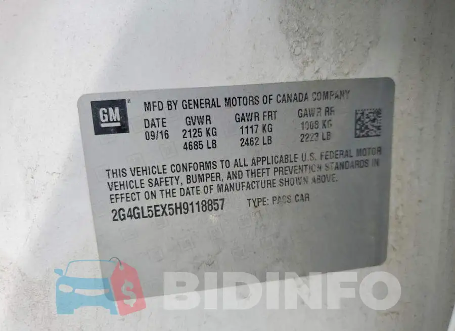 2G4GL5EX5H9118857 Photo# 13