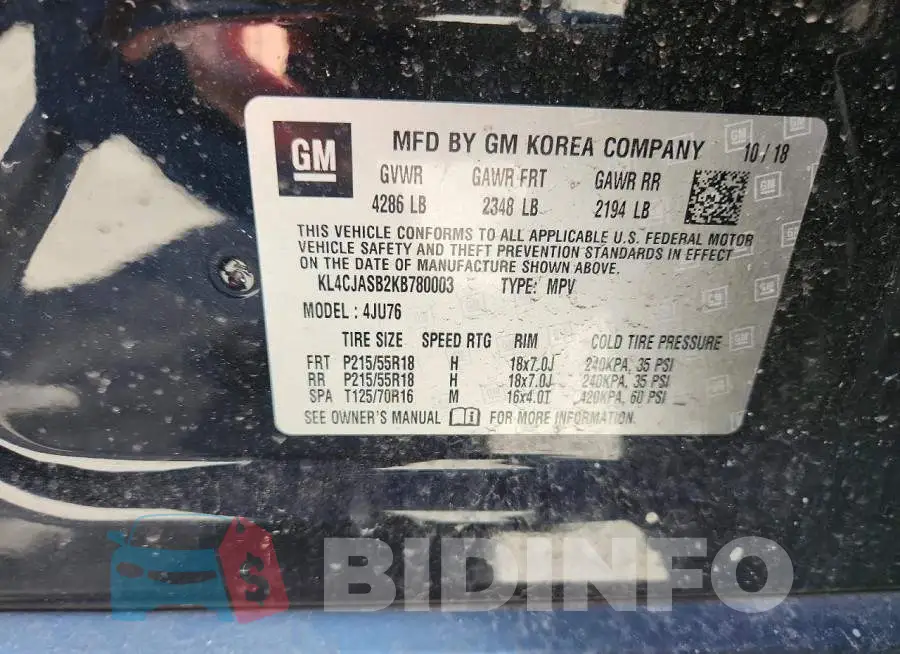 KL4CJASB2KB780003 Photo# 13
