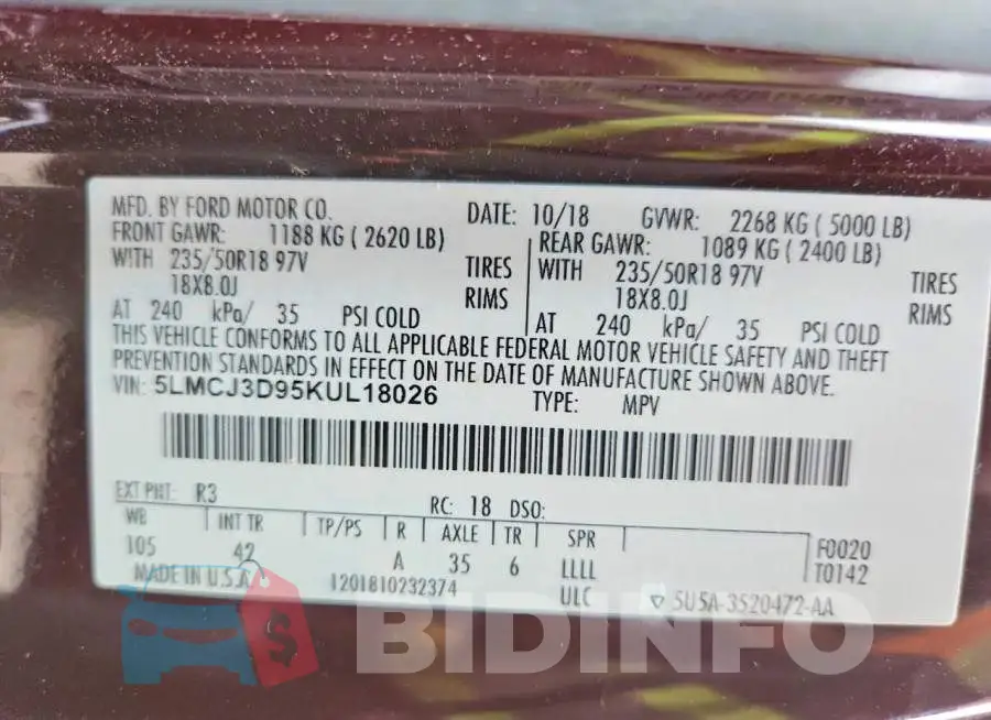 5LMCJ3D95KUL18026 Photo# 13