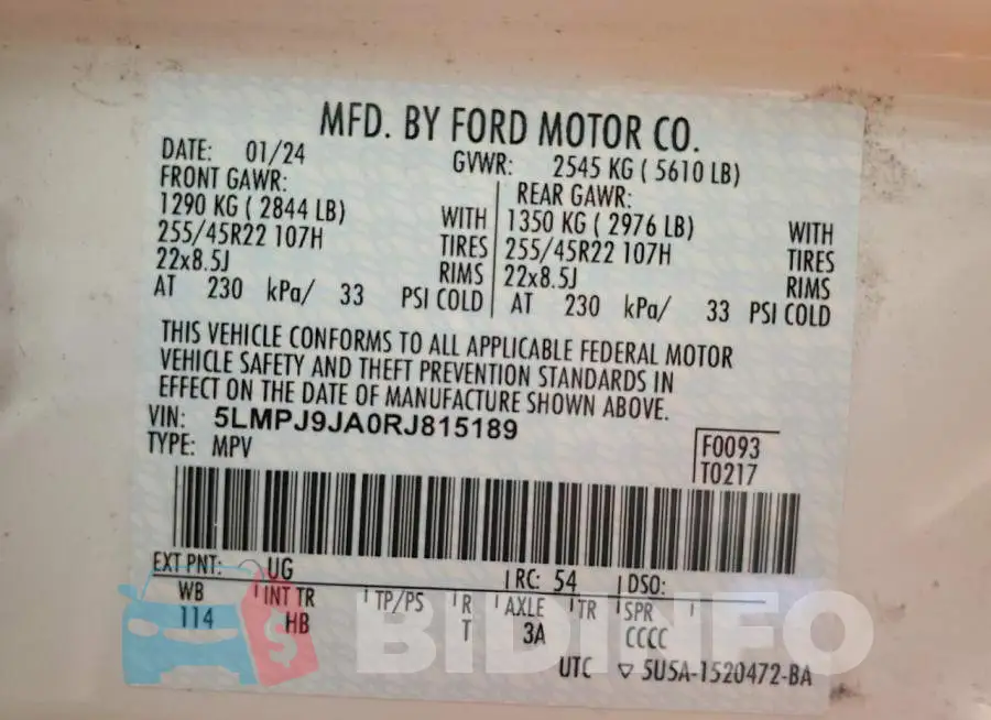 5LMPJ9JA0RJ815189 Photo# 14