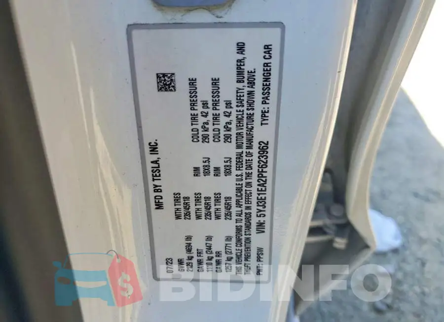 5YJ3E1EA2PF623962 Photo# 12