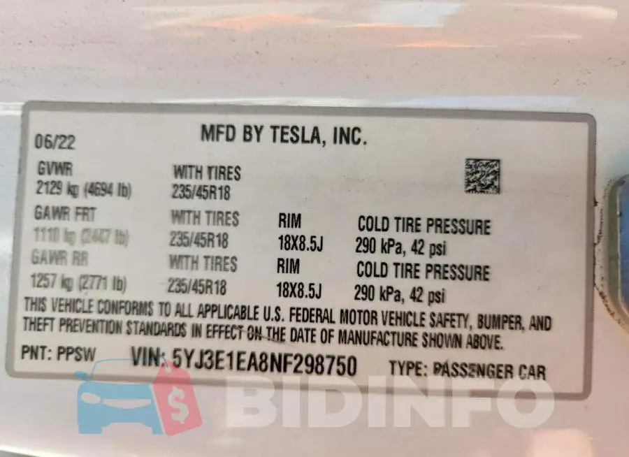 5YJ3E1EA8NF298750 Photo# 12