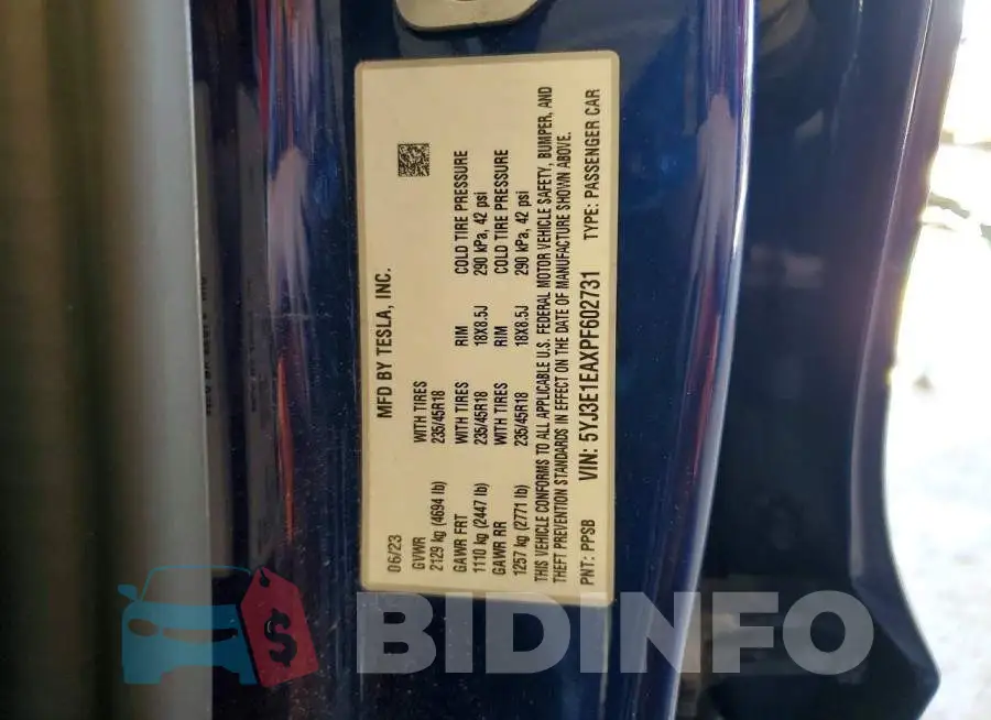 5YJ3E1EAXPF602731 Photo# 13