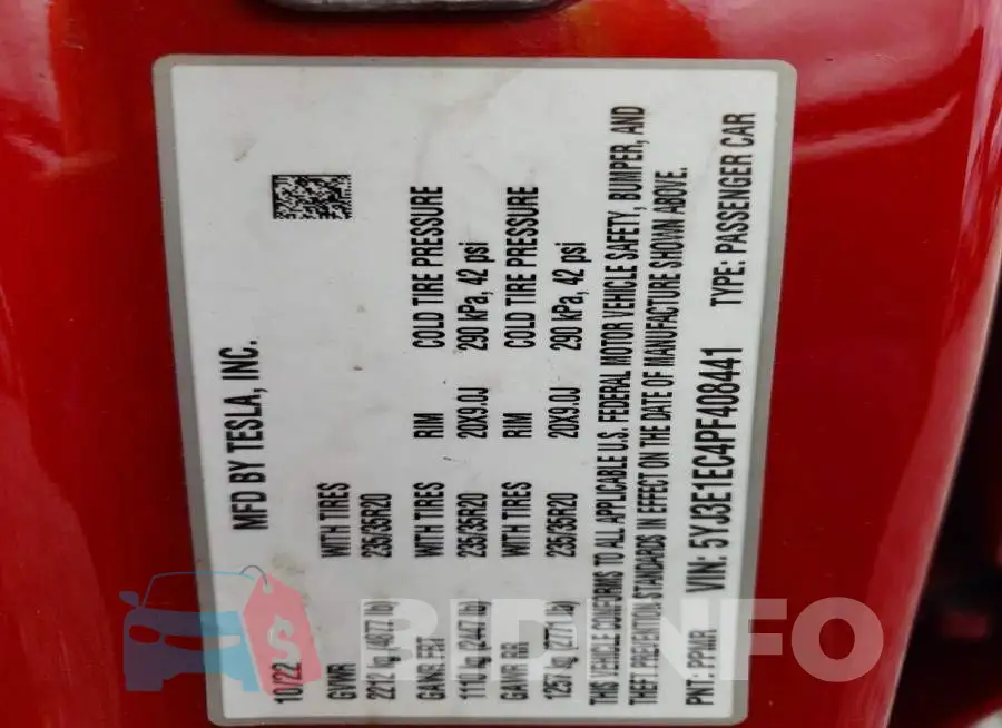 5YJ3E1EC4PF408441 Photo# 13