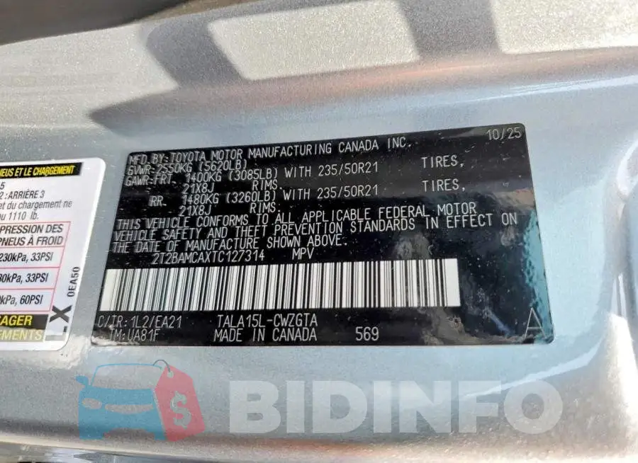 2T2BAMCAXTC127314 Photo# 14