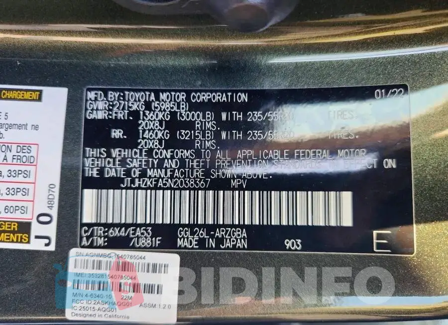 JTJHZKFA5N2038367 Photo# 14