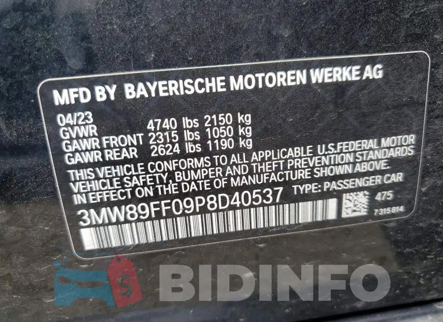 3MW89FF09P8D40537 Photo# 12