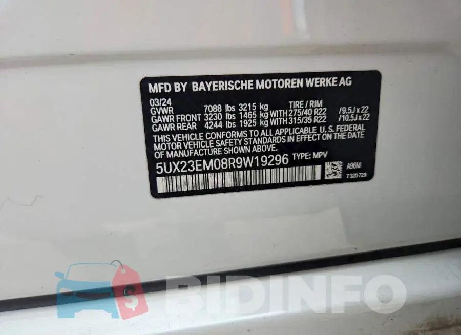 5UX23EM08R9W19296 Photo# 14