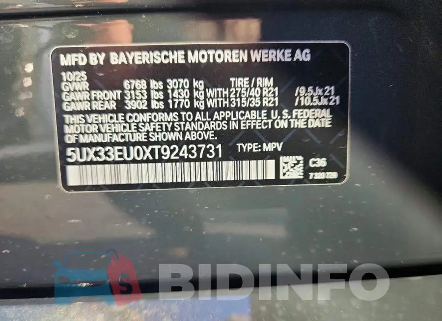 5UX33EU0XT9243731 Photo# 13
