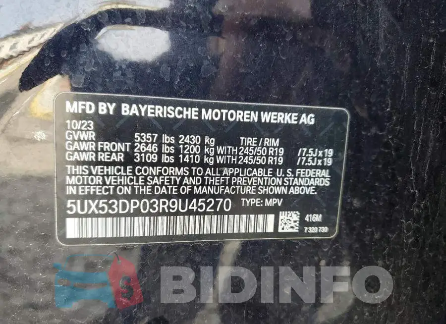 5UX53DP03R9U45270 Photo# 13