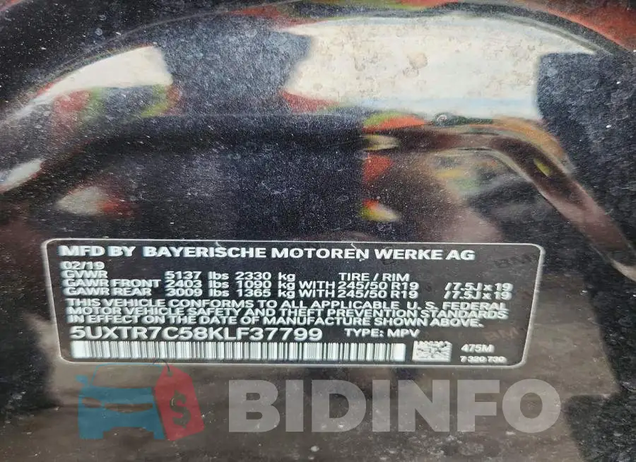 5UXTR7C58KLF37799 Photo# 13