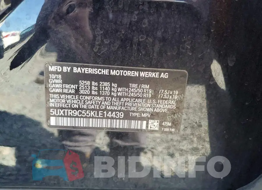 5UXTR9C55KLE14439 Photo# 13