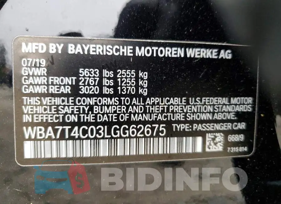 WBA7T4C03LGG62675 Photo# 12