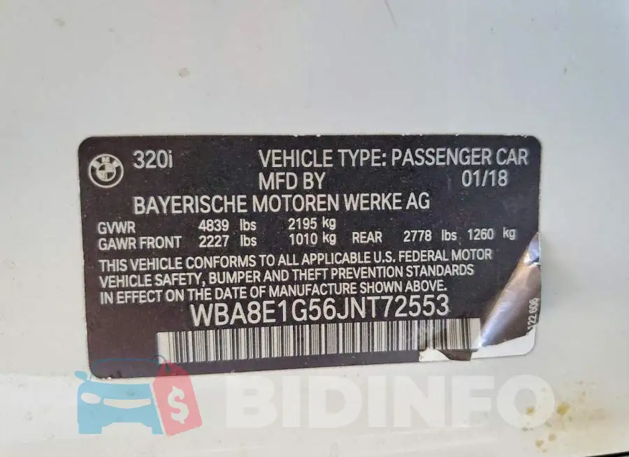 WBA8E1G56JNT72553 Photo# 12