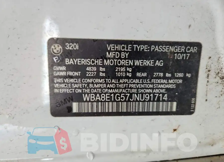 WBA8E1G57JNU91714 Photo# 12