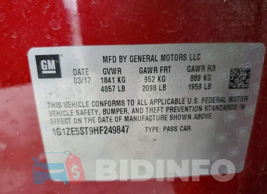 1G1ZE5ST9HF249847 Photo# 13