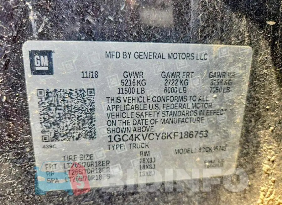 1GC4KVCY8KF186753 Photo# 12