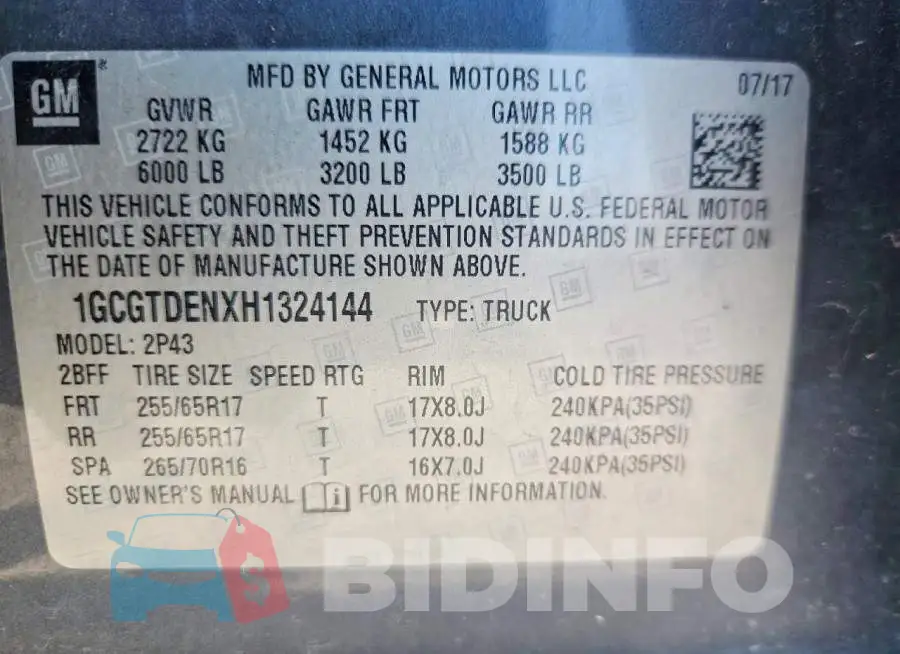 1GCGTDENXH1324144 Photo# 12