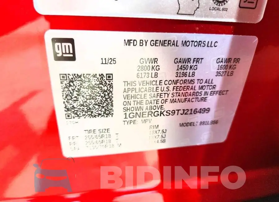 1GNERGKS9TJ216499 Photo# 13