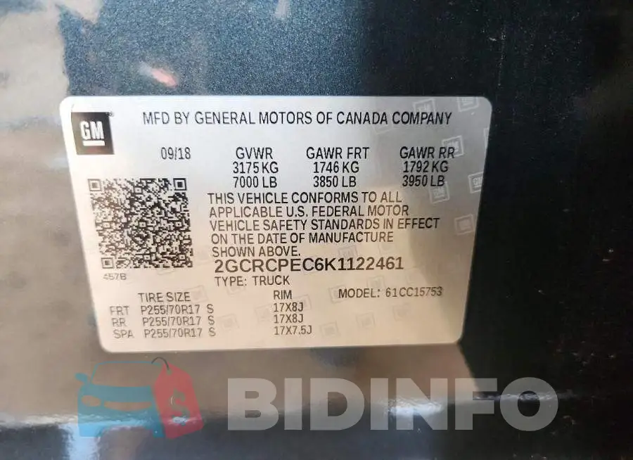 2GCRCPEC6K1122461 Photo# 12