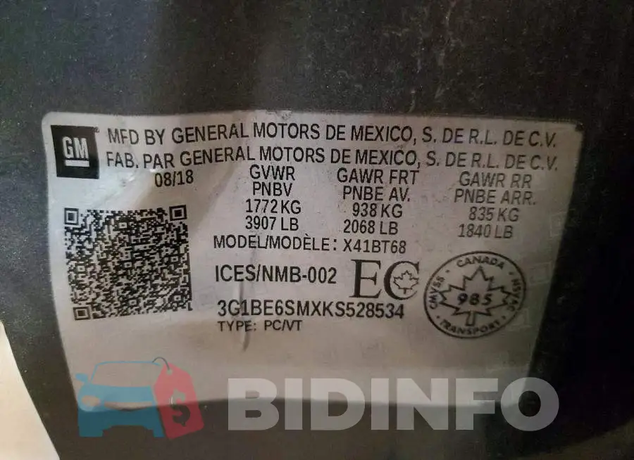 3G1BE6SMXKS528534 Photo# 12