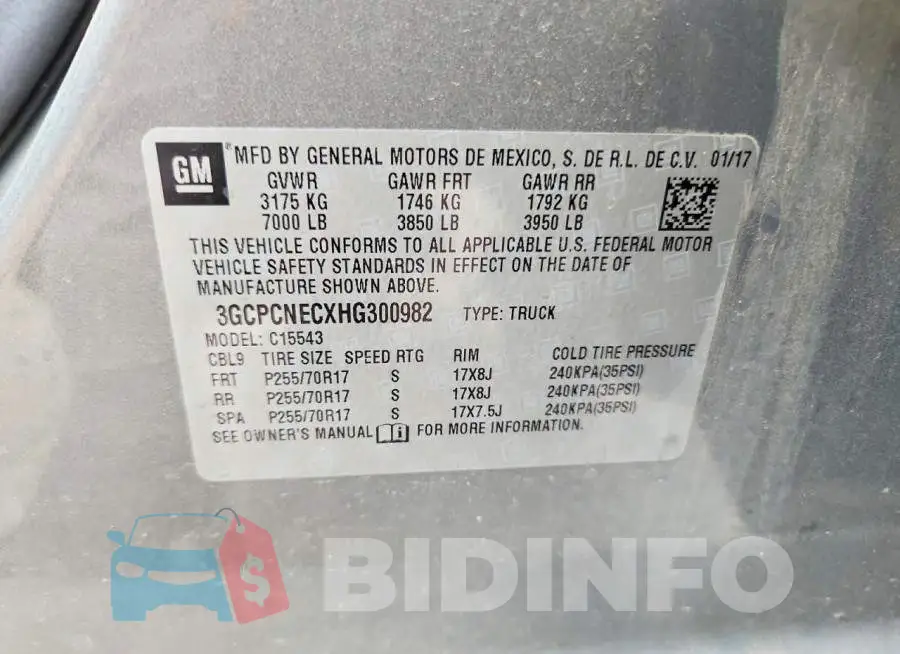 3GCPCNECXHG300982 Photo# 12