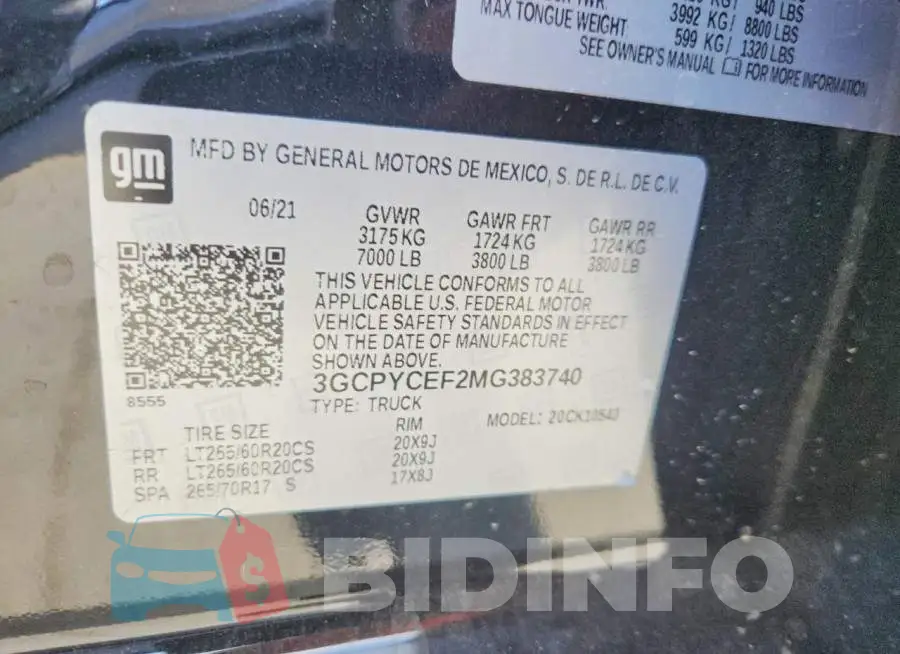 3GCPYCEF2MG383740 Photo# 12