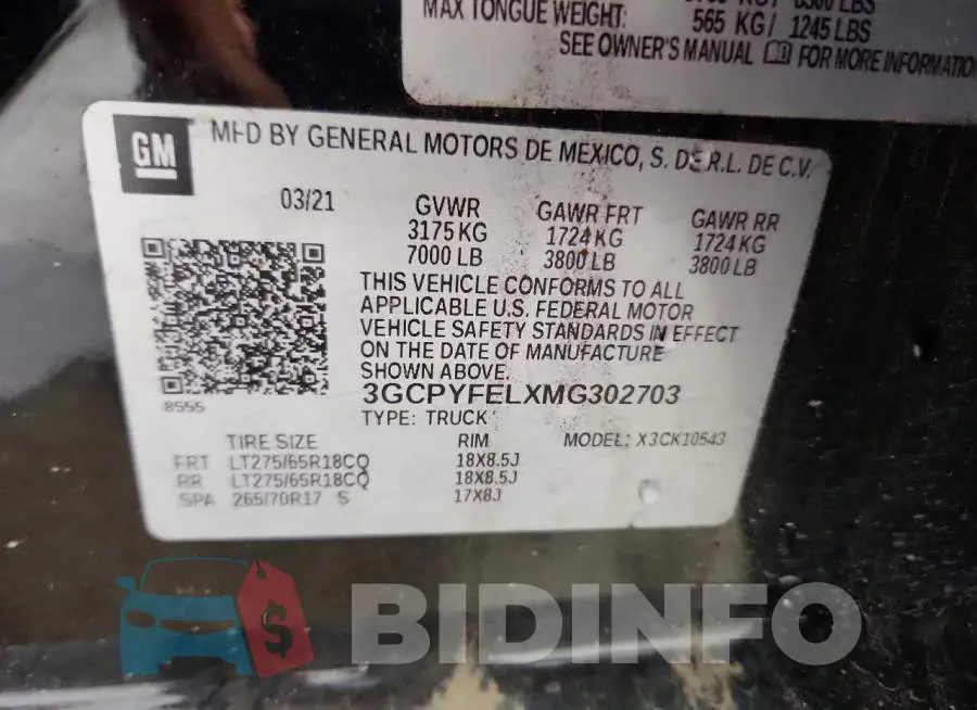 3GCPYFELXMG302703 Photo# 12