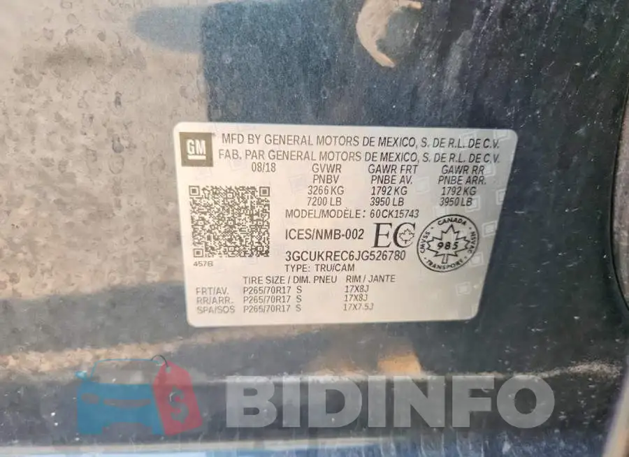 3GCUKREC6JG526780 Photo# 12