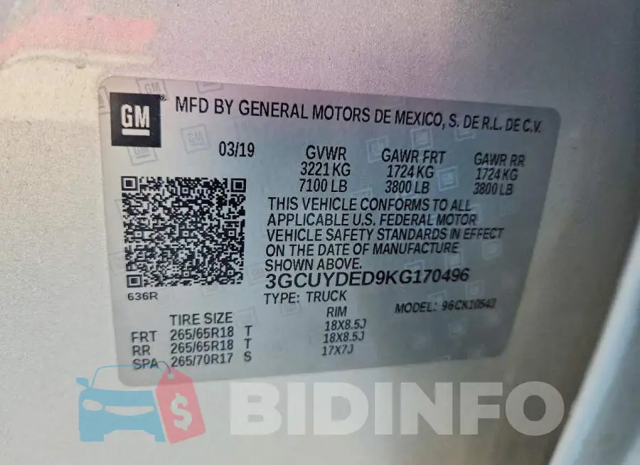 3GCUYDED9KG170496 Photo# 13