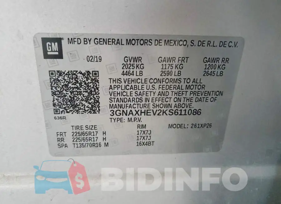 3GNAXHEV2KS611086 Photo# 12