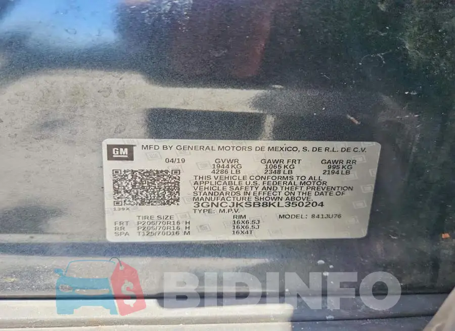 3GNCJKSB8KL350204 Photo# 13