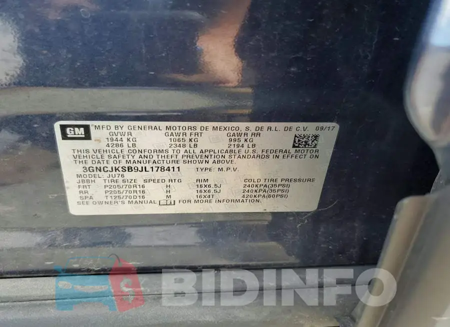 3GNCJKSB9JL178411 Photo# 13