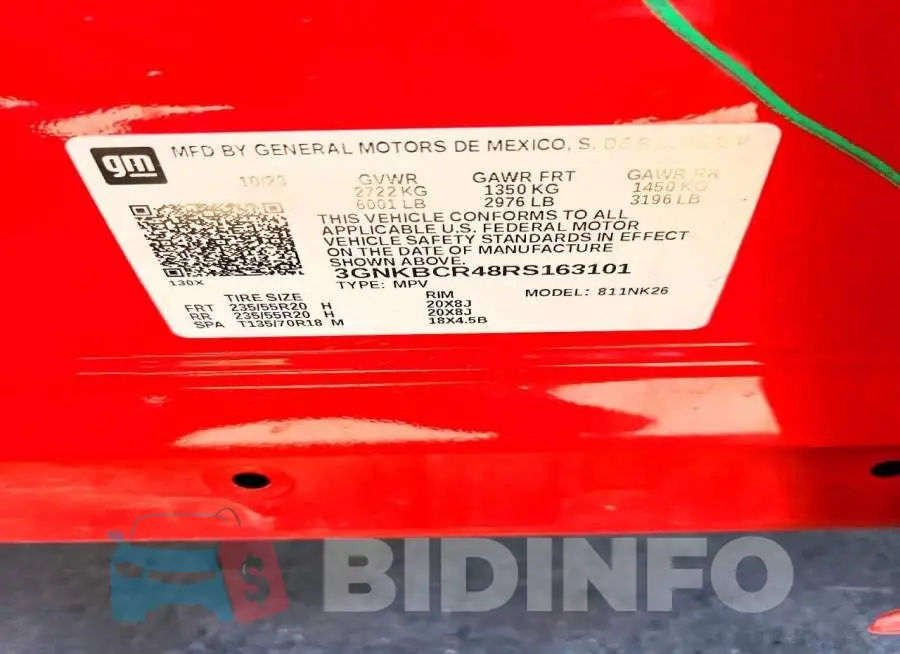 3GNKBCR48RS163101 Photo# 14