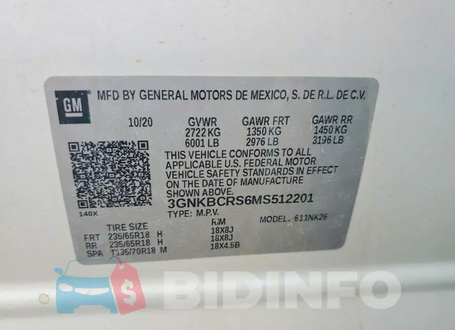 3GNKBCRS6MS512201 Photo# 14