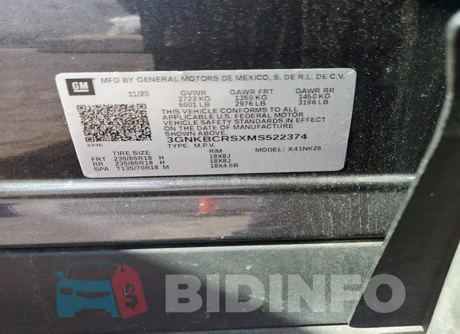 3GNKBCRSXMS522374 Photo# 13