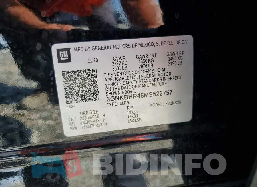 3GNKBHR46MS522757 Photo# 13