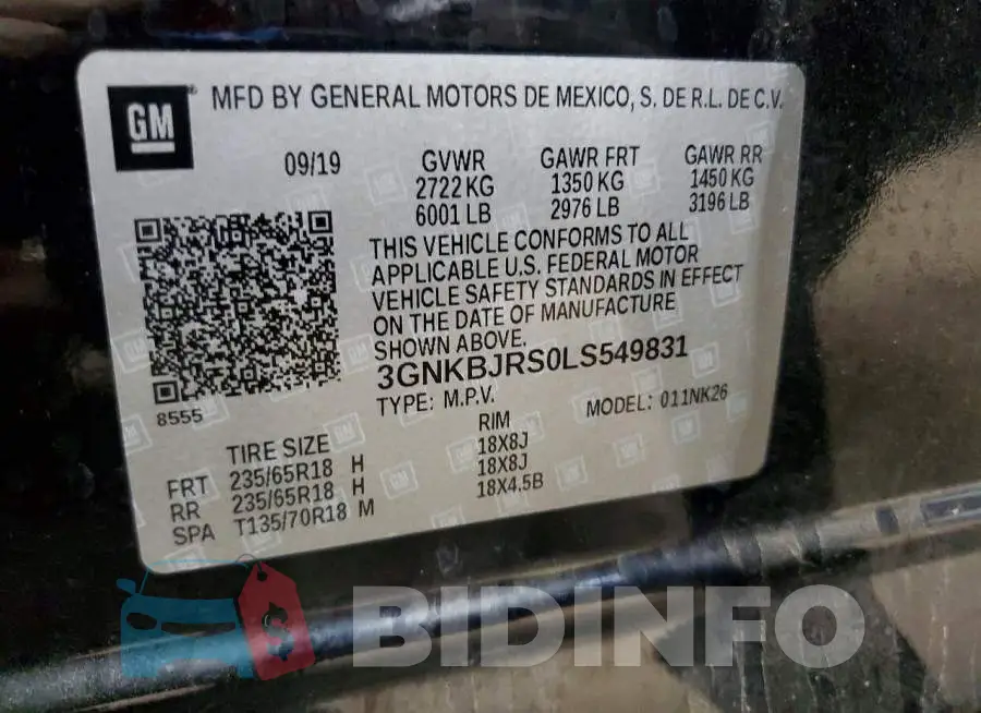 3GNKBJRS0LS549831 Photo# 14