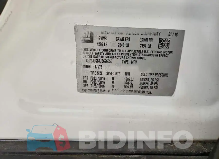 KL7CJLSB4JB626650 Photo# 13