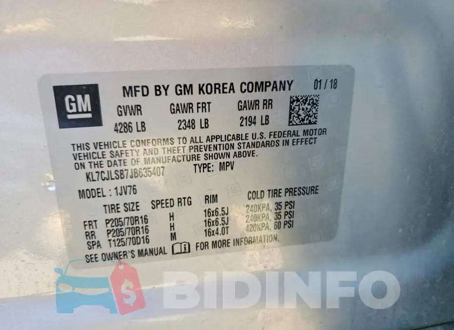 KL7CJLSB7JB635407 Photo# 13